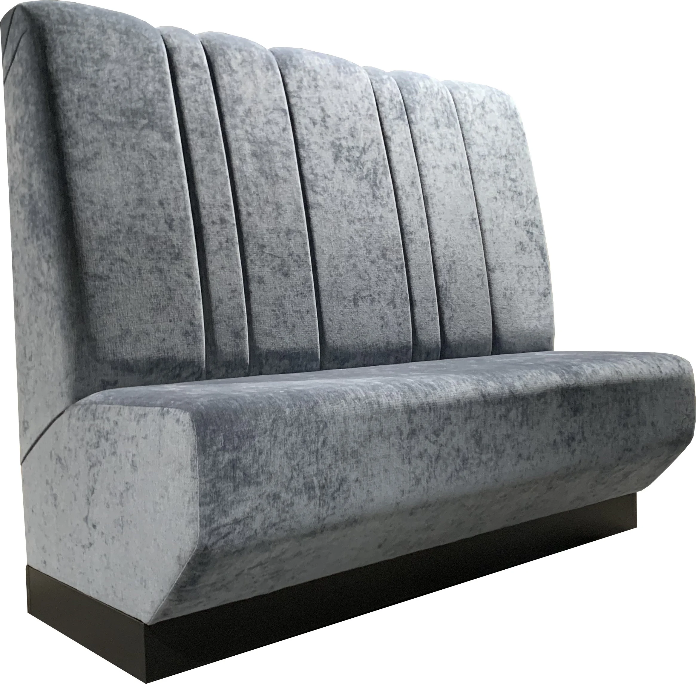 Banksystem-mit-Sockel-Memphis-_G-1001-1191 Graue Gastrobank mit flauschigen Samtbezug.