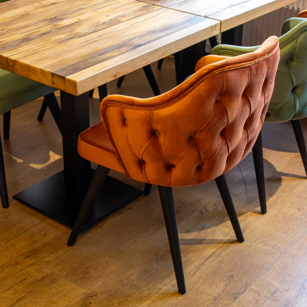 Outlet Polsterstuhl "Ares Chesterfield" Samtstoff Anthrazit