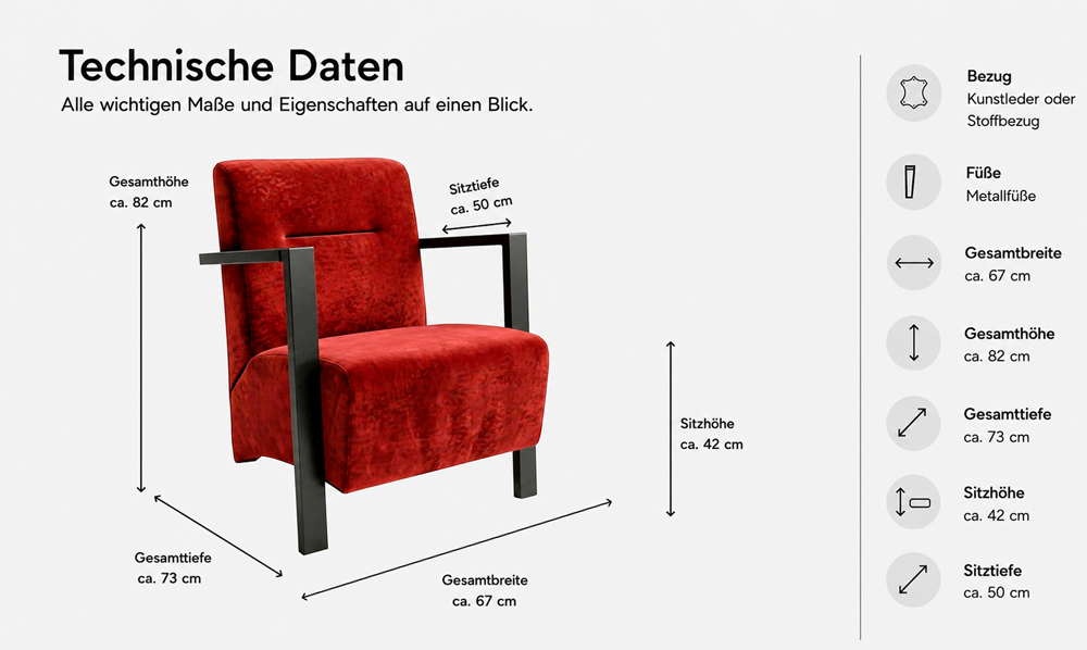 Lounge Sessel "Pera" Metall Armlehne