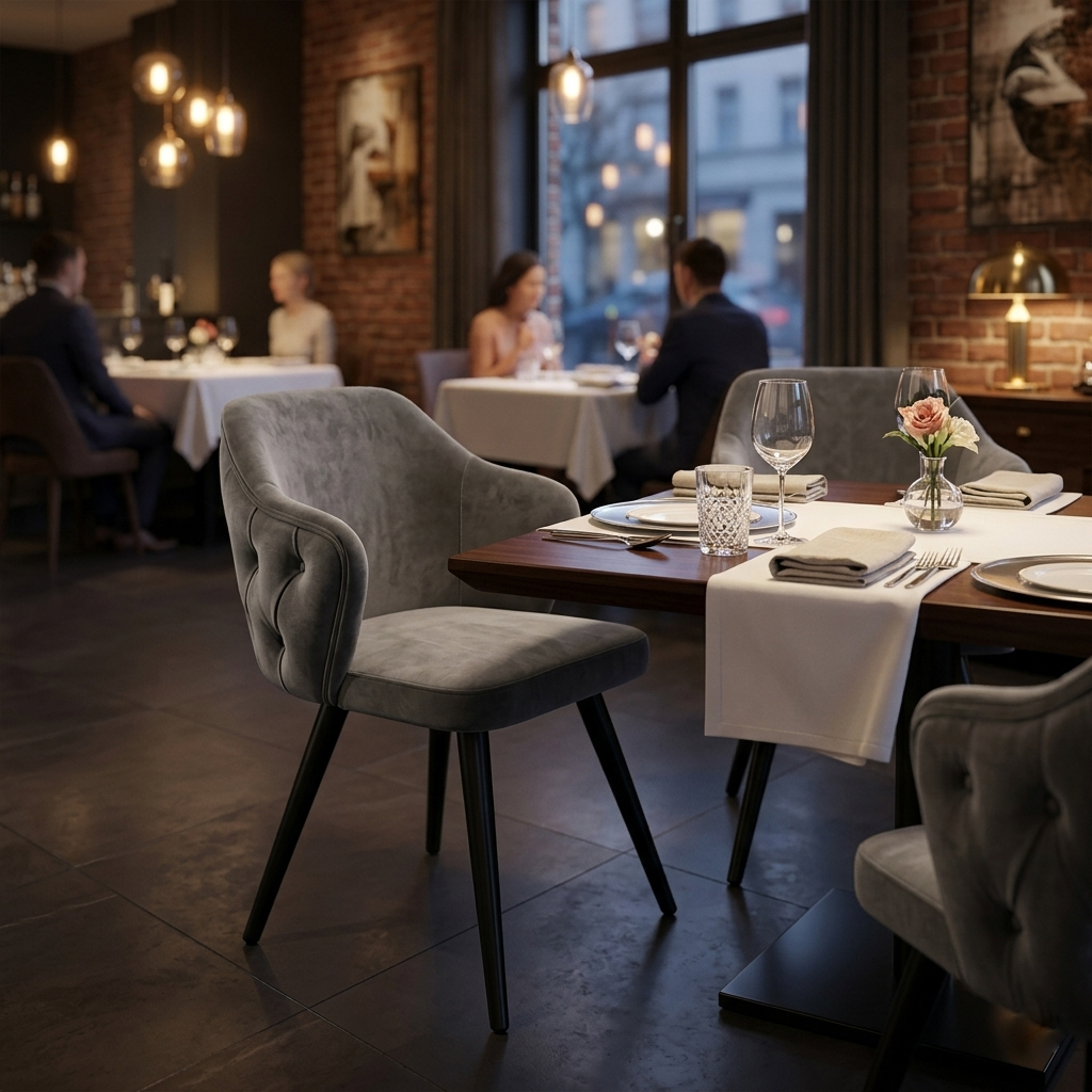 Outlet Polsterstuhl "Ares Chesterfield" Samtstoff Anthrazit