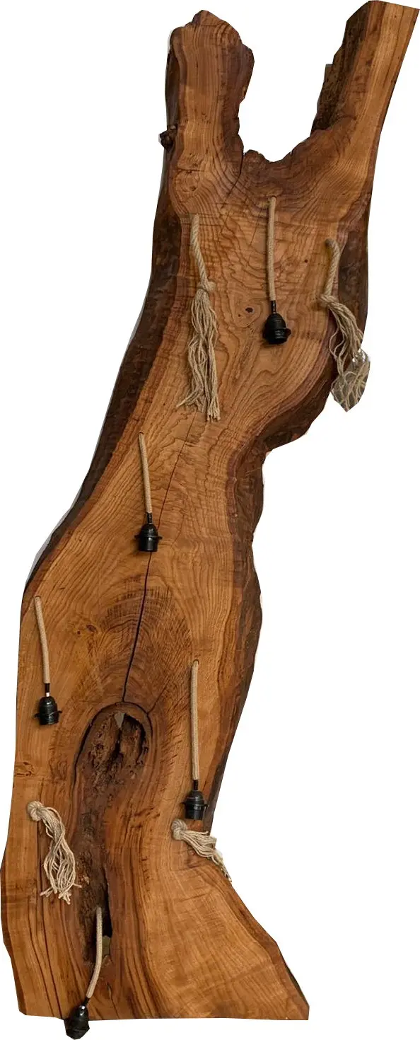 Hängelampe Natural Vintage Esche Massivholz "Baumstamm-L"