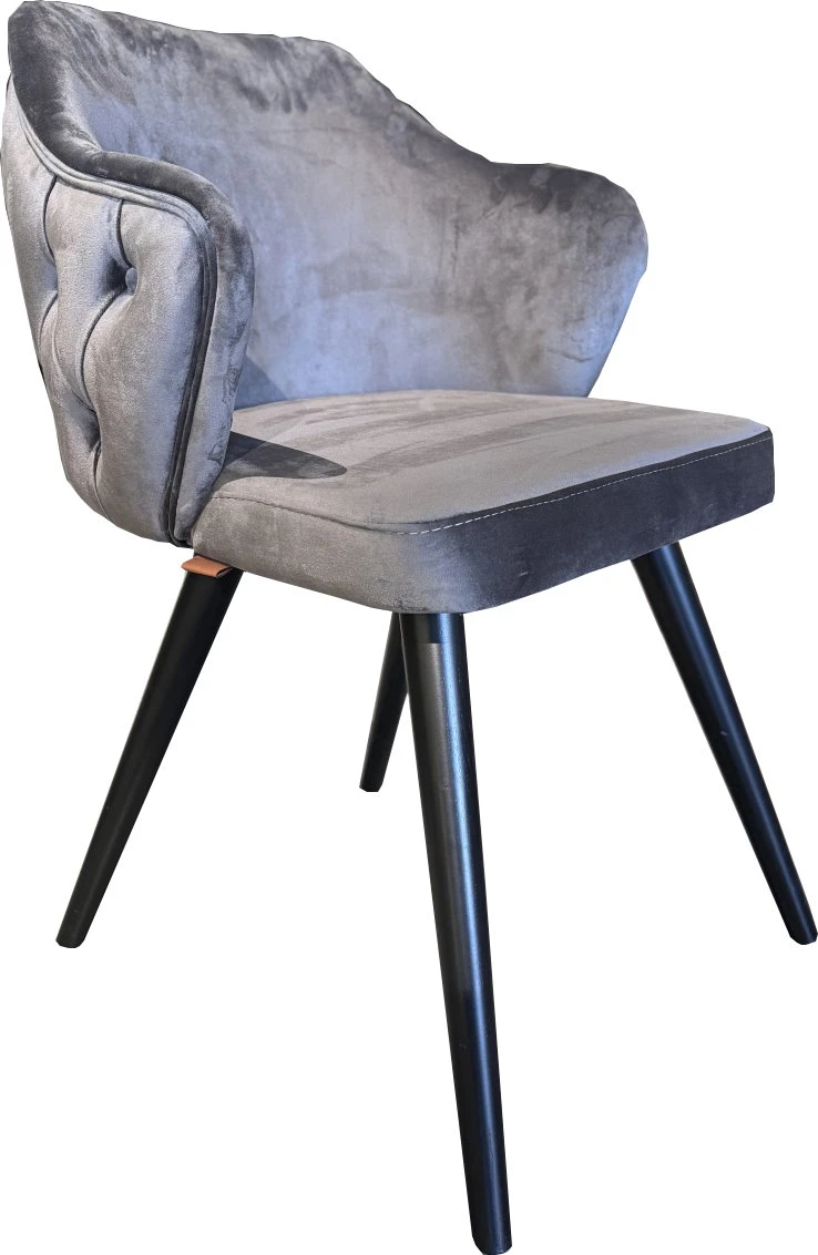 Outlet Polsterstuhl "Ares Chesterfield" Samtstoff Anthrazit