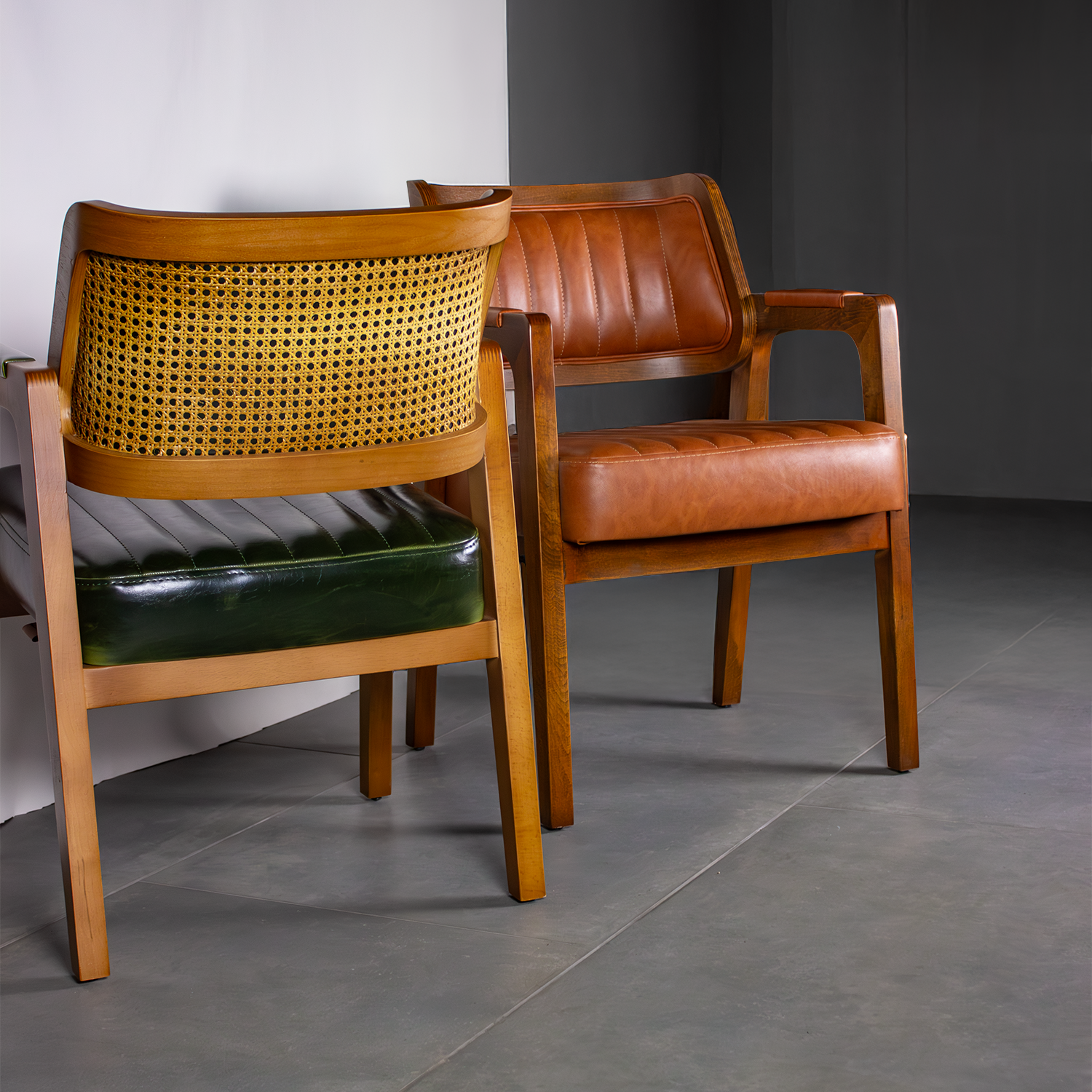 OUTLET Gastronomie Polsterstuhl "Como Wicker" in Dark Green