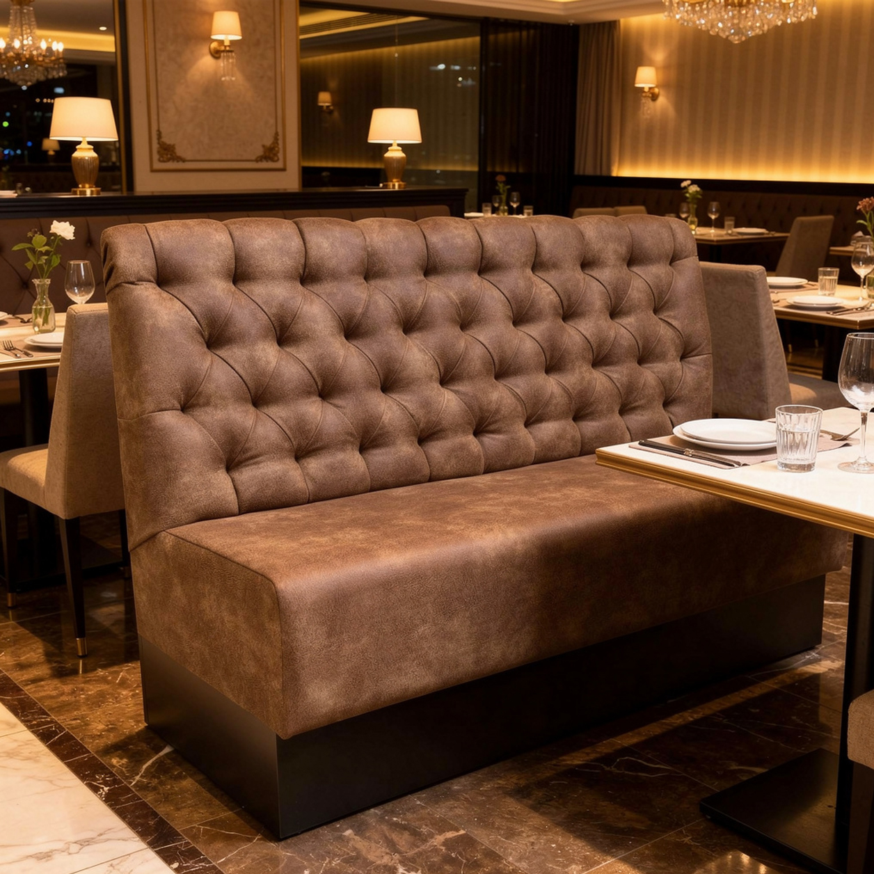 Banksystem mit Sockel "Chesterfield Kapitone"