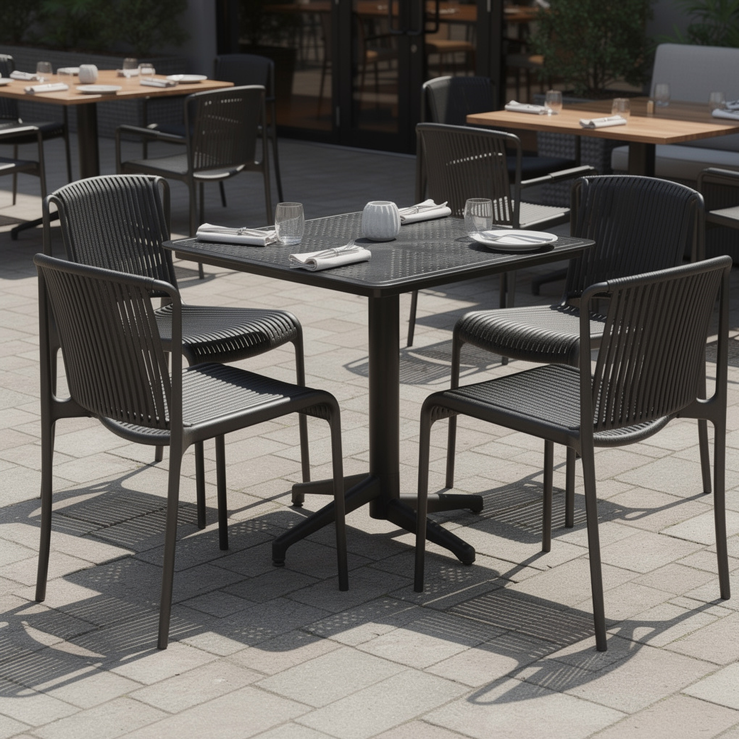 Outdoor Tischkombination "Moon" klappbar black