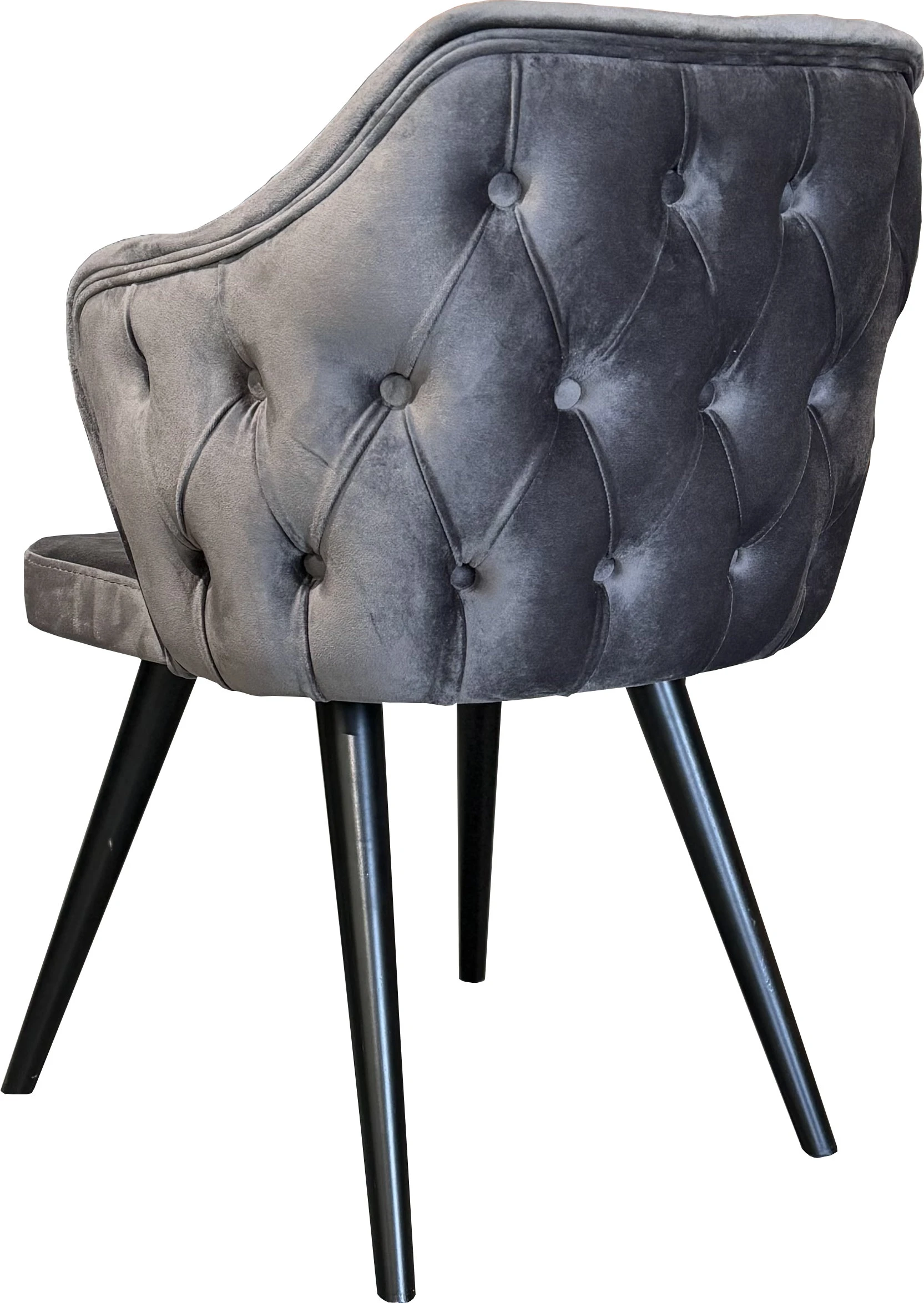 Outlet Polsterstuhl "Ares Chesterfield" Samtstoff Anthrazit