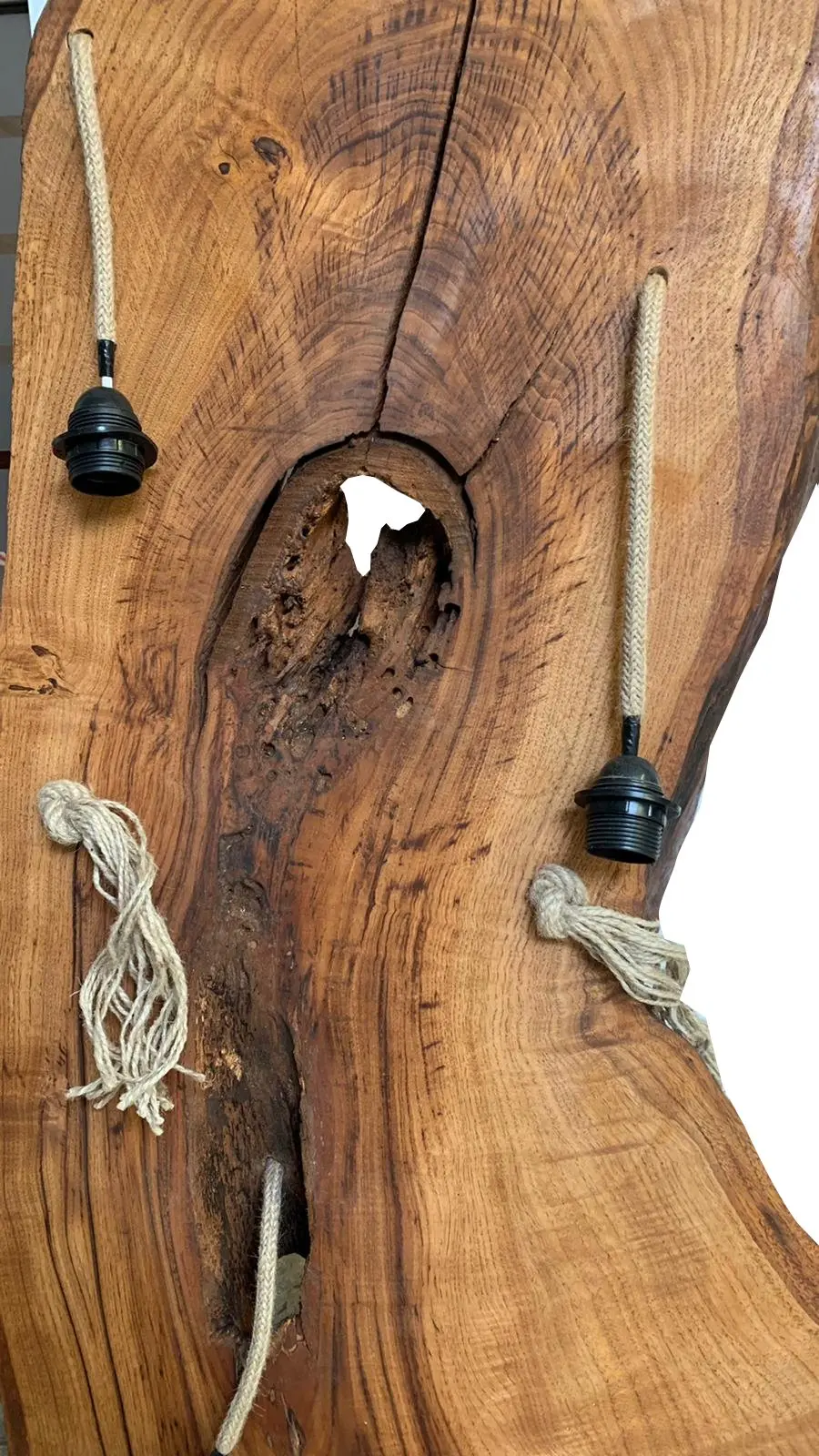 Hängelampe Natural Vintage Esche Massivholz "Baumstamm-L"