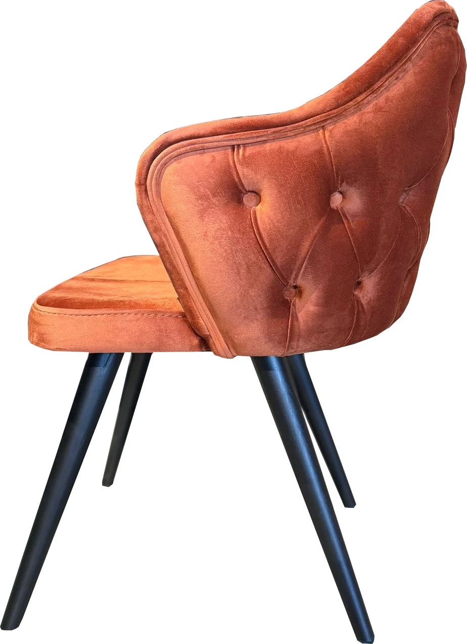 Outlet Polsterstuhl "Ares Chesterfield" Samtstoff Terracotta