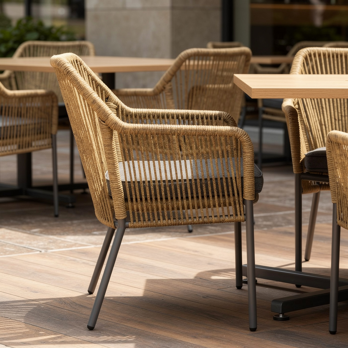 Outdoor Terrassen Stuhl "Wales" honey inkl. Sitzkissen