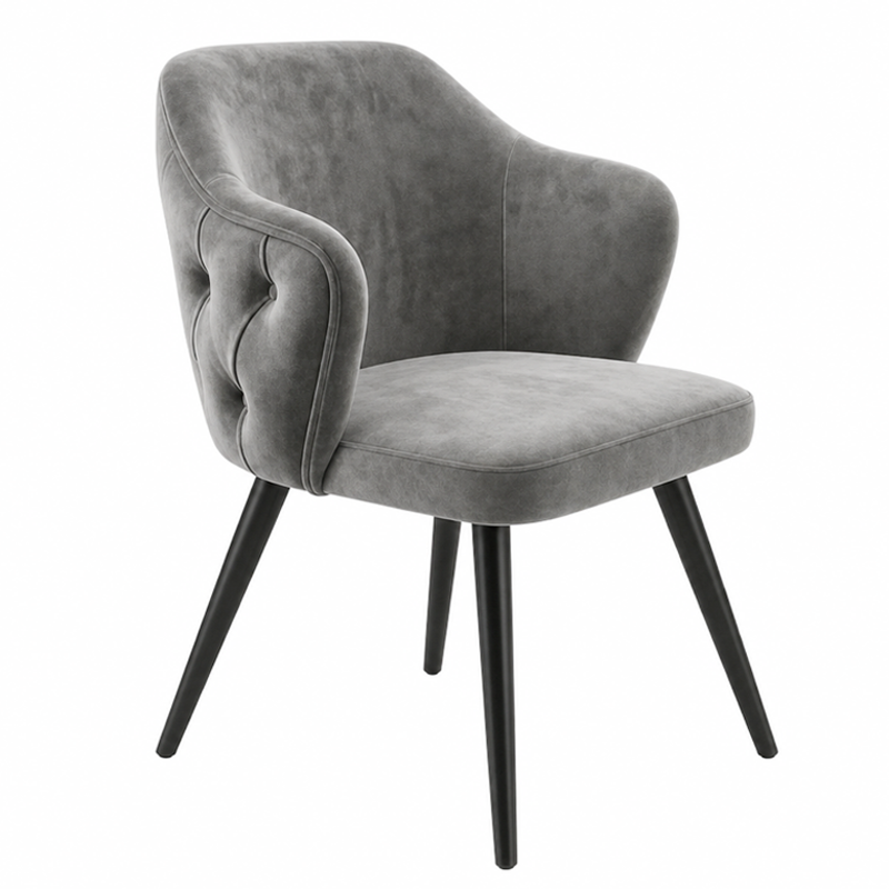 Outlet Polsterstuhl "Ares Chesterfield" Samtstoff Anthrazit