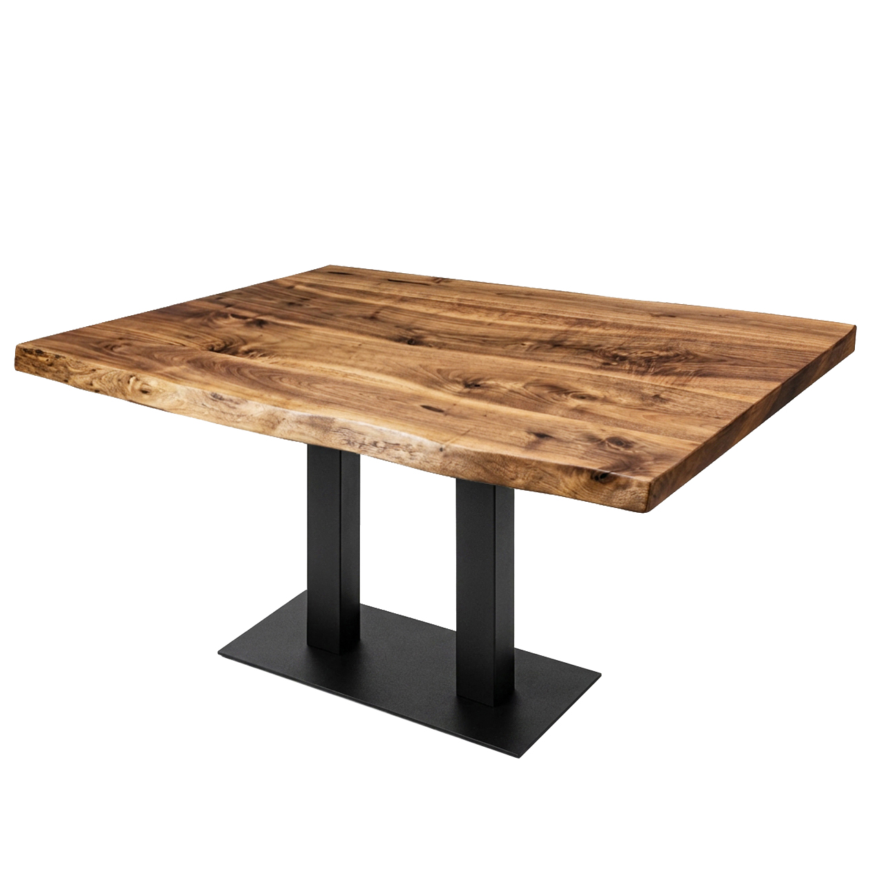 Tischkombination "Walnuss" Massivholz 120x75cm mit Flach04070 Fuß
