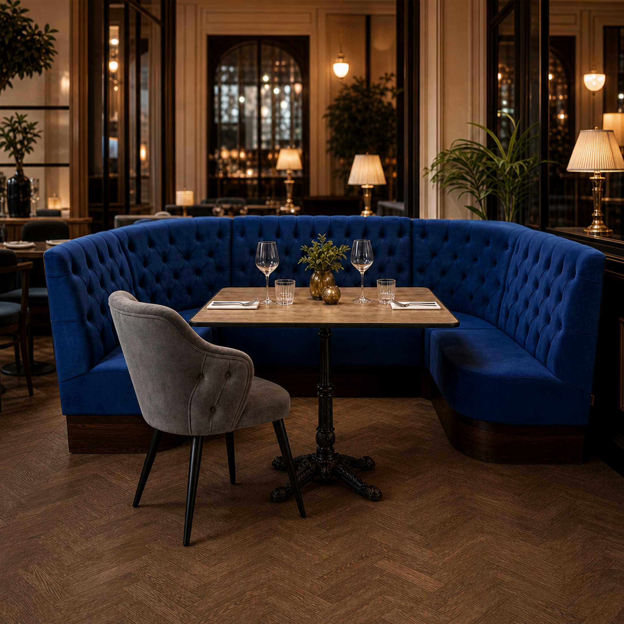 Banksystem mit Sockel "Chesterfield Kapitone"