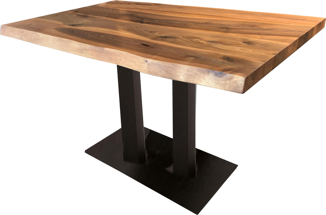Tischkombination "Walnuss" Massivholz 120x75cm mit einem schwarz beschichteten Fuß Tischkombination "Walnuss" Massivholz 120x75cm mit einem schwarz beschichteten Fuß