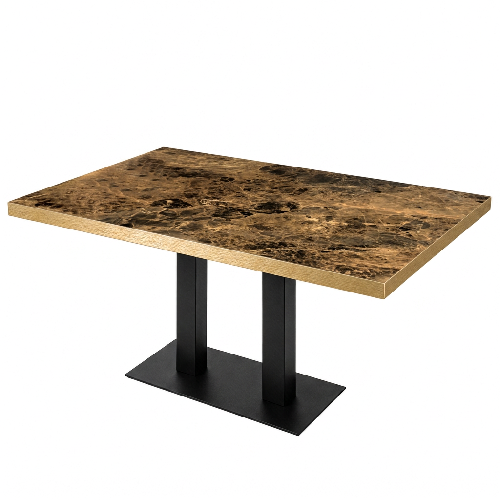 Outlet Tischkombination Goldkante Marmor-Optik Marmur Paradise (HPL 38mm) mit Flach 04070 