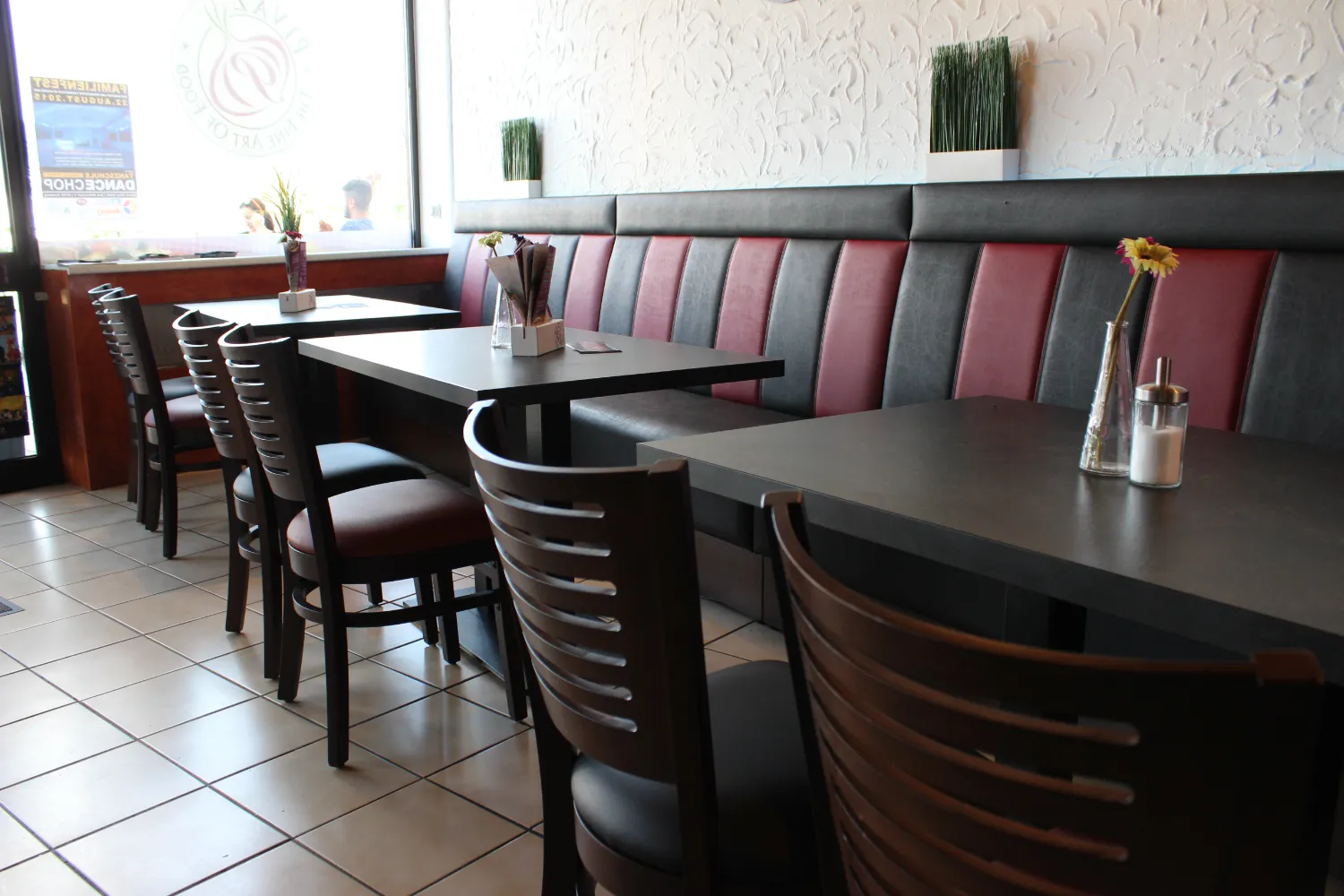 Sitzbänke mit Füße "Miami" für Schnellimbiss