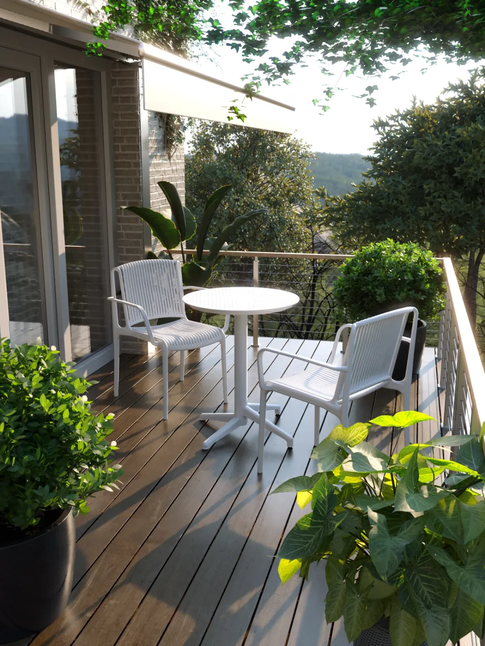 Outdoor Tischkombination "Moon" 60Ø klappbar white