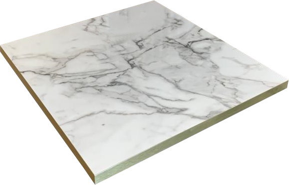 Tischplatte HPL 38mm Goldkante Marmor-Optik Light Marble