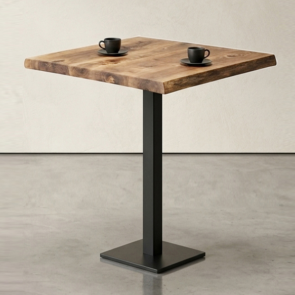 Tischkombination "Walnuss" Massivholz 75x75cm mit Flach 04040-H