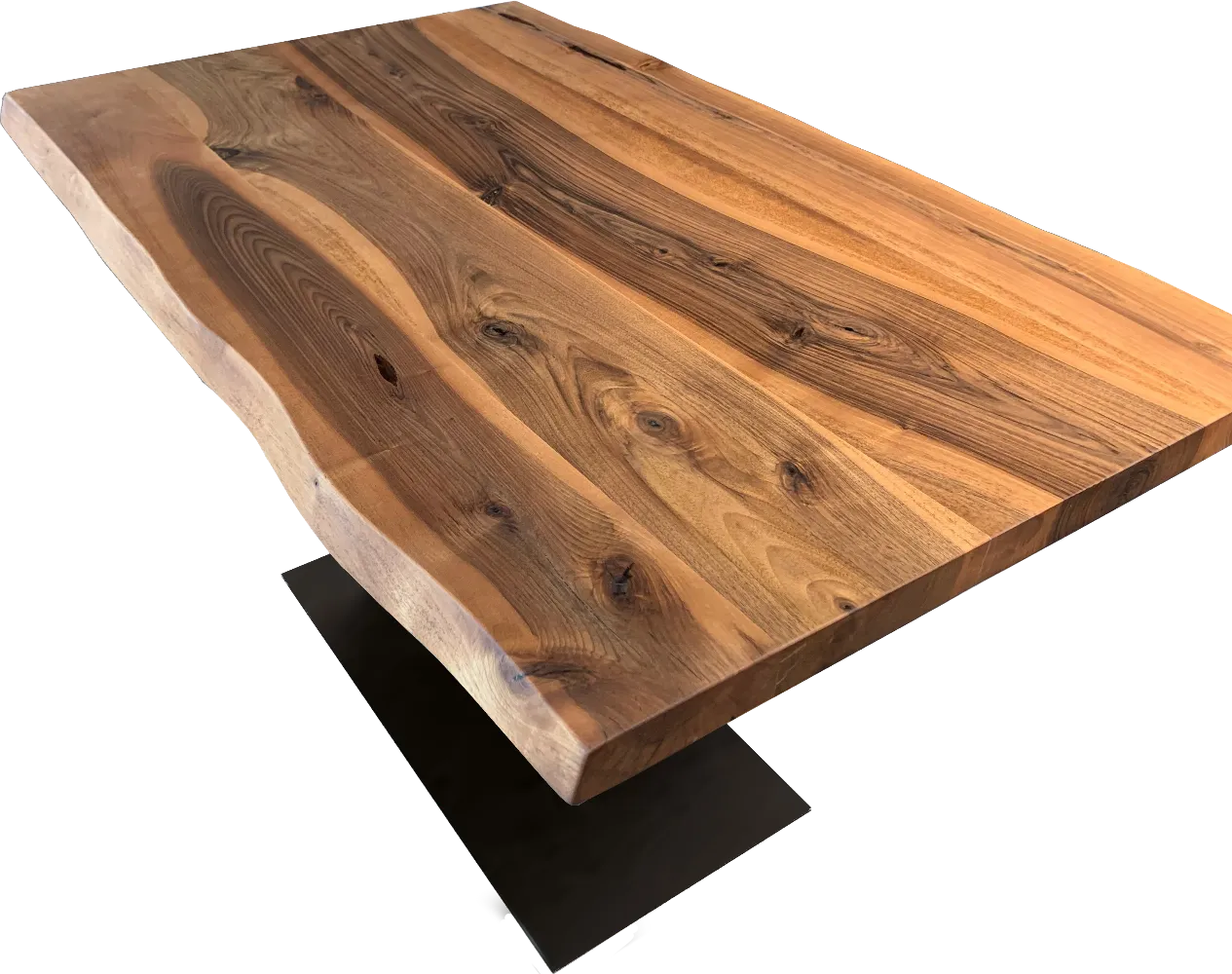 Tischkombination "Walnuss" Massivholz 120x75cm mit einem schwarz beschichteten Fuß Tischkombination "Walnuss" Massivholz 120x75cm mit einem schwarz beschichteten Fuß